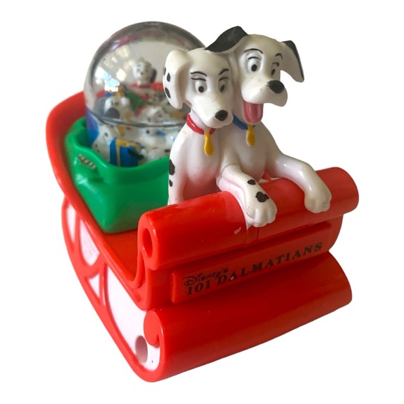 VTG 1996 Disney 101 Dalmatians Sleigh & Snowman Water Globe Toys xmas Ornaments - Picture 2 of 16